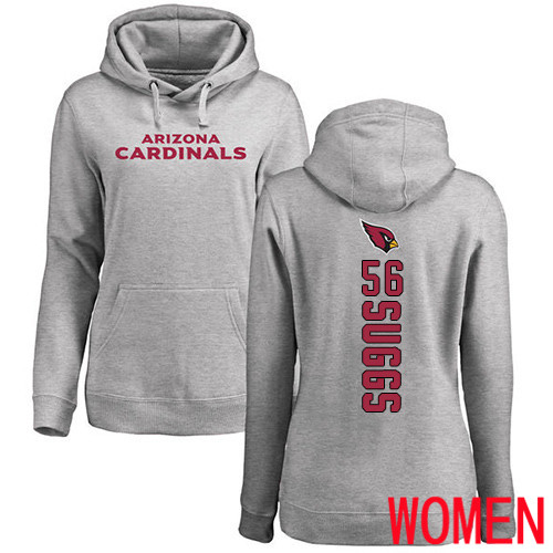 Arizona Cardinals Ash Women Terrell Suggs Backer NFL Football 56 Pullover Hoodie Sweatshirts
